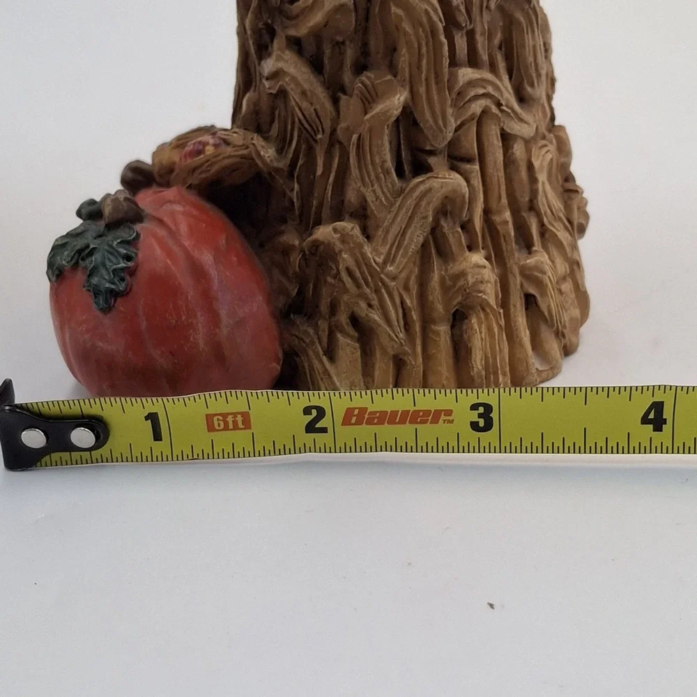 Kurt Adler Resin Thanksgiving Harvest Cornstalk Candle Holders Pumpkin Set 2